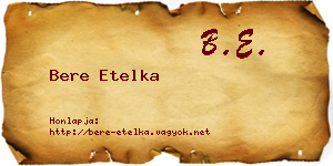 Bere Etelka névjegykártya